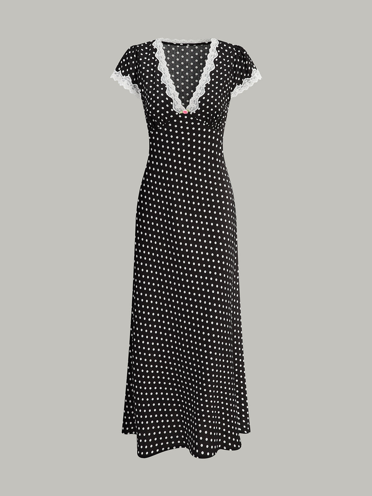 Women’s Polka Dot Lace Trim Maxi Dress | Elegant Summer Dress for Women