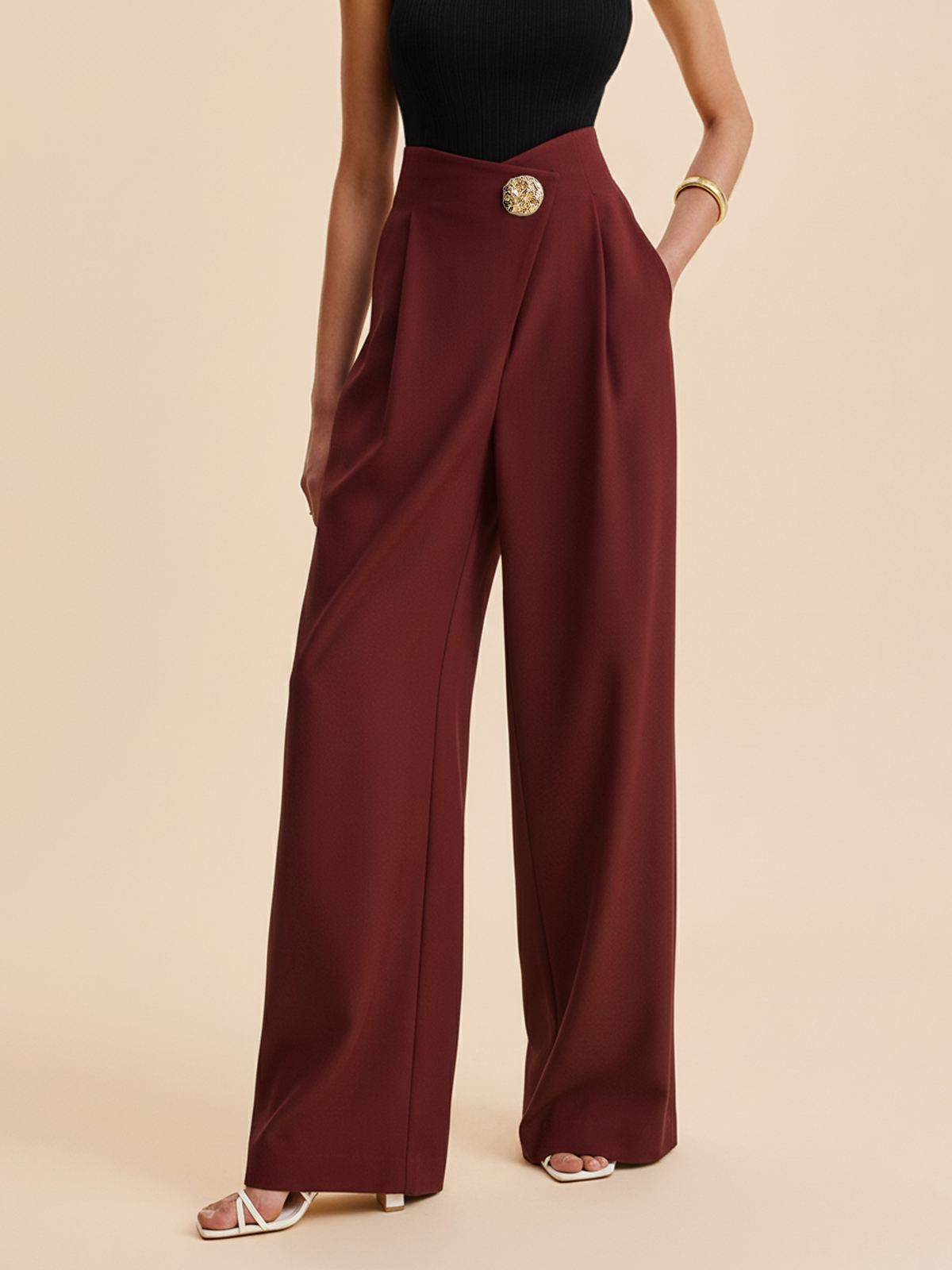 Women’s High Waist Wide Leg Trousers | Elegant Wide Leg Pants for Women