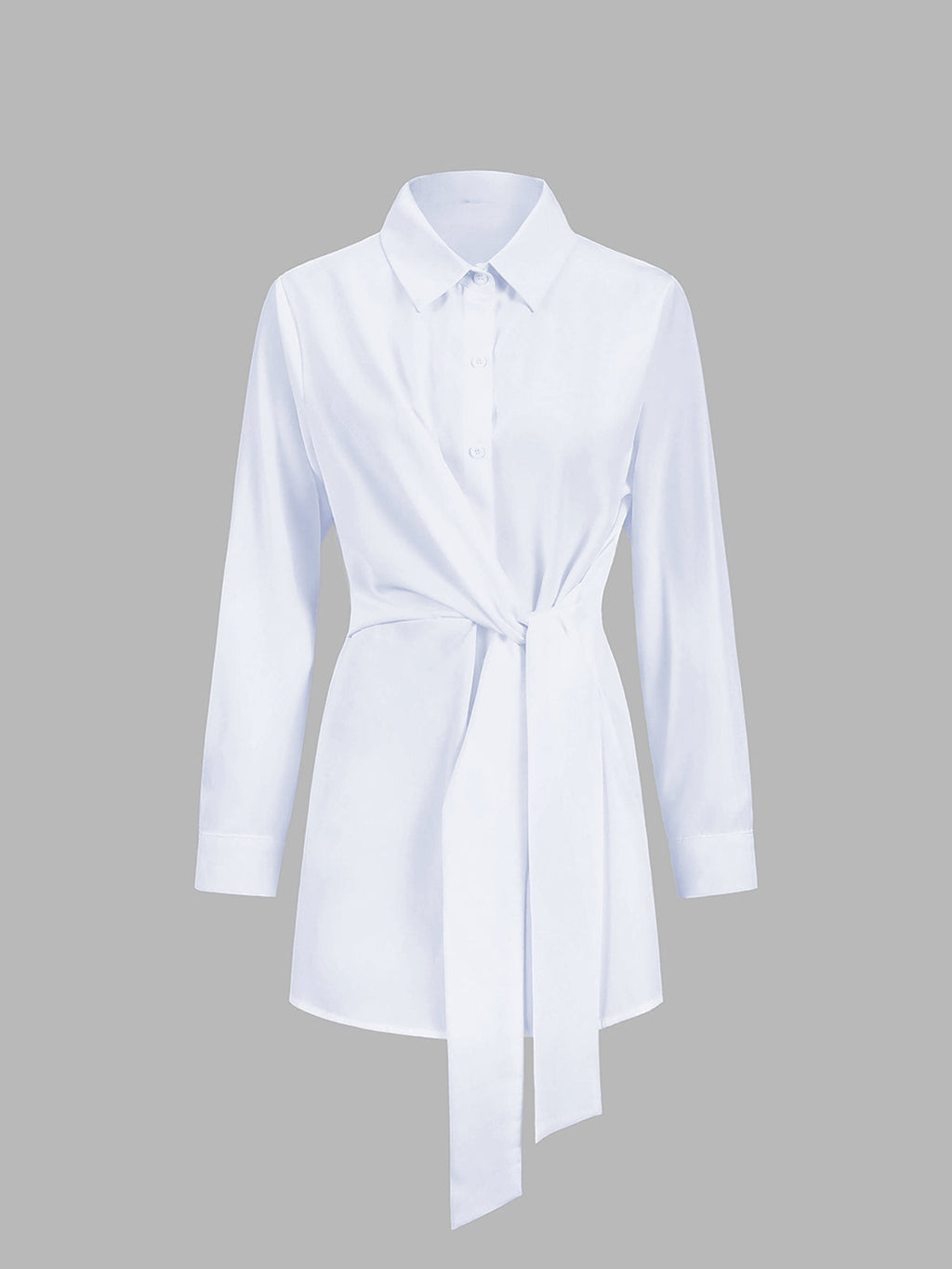 Women’s Button Down Long Shirt in Tie Waist Style | Women Long Sleeve Shirt