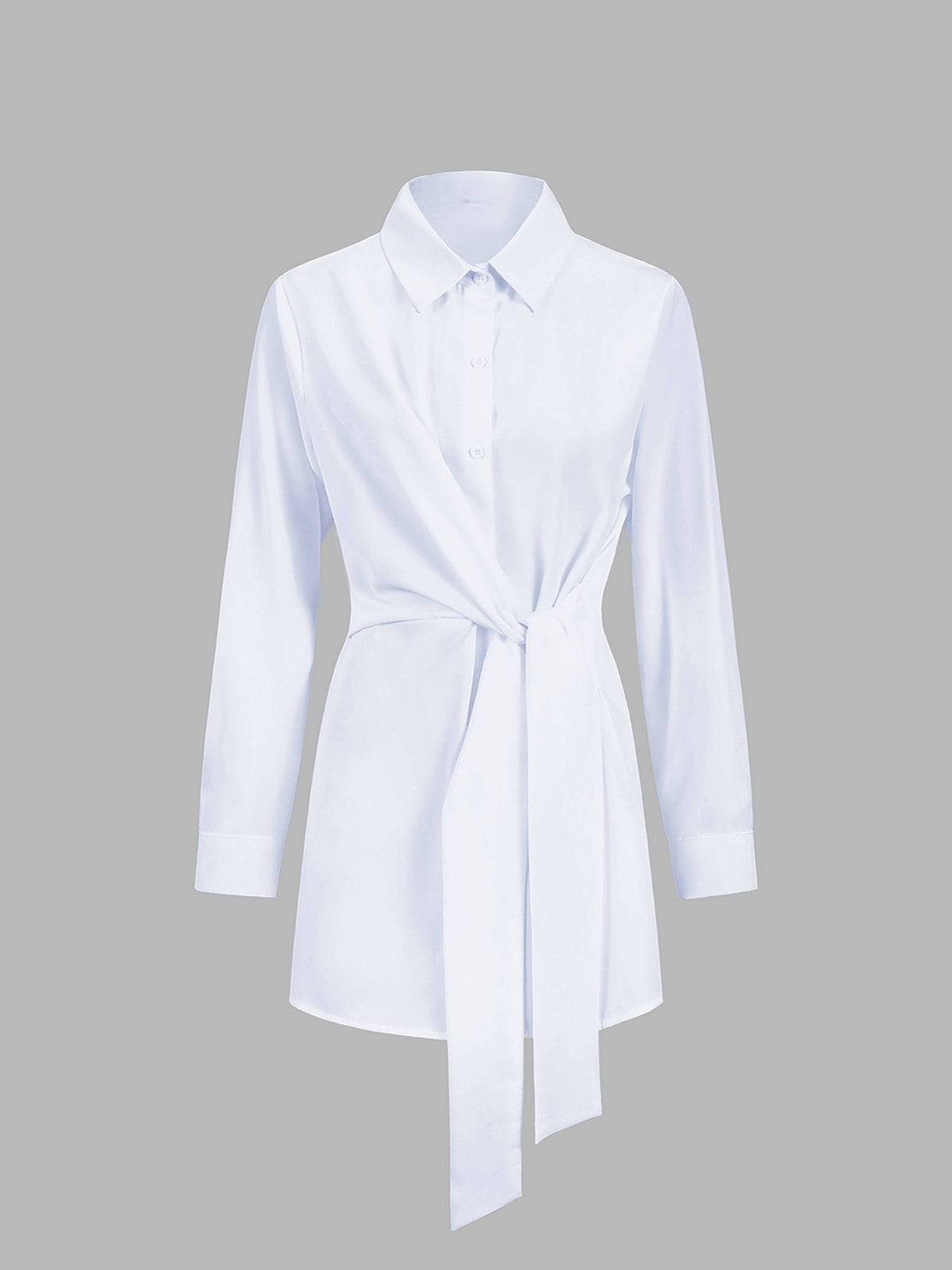 Women’s Button Down Long Shirt in Tie Waist Style | Women Long Sleeve Shirt