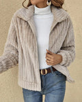 Women’s Zip-Up Jacket | Textured Collar
