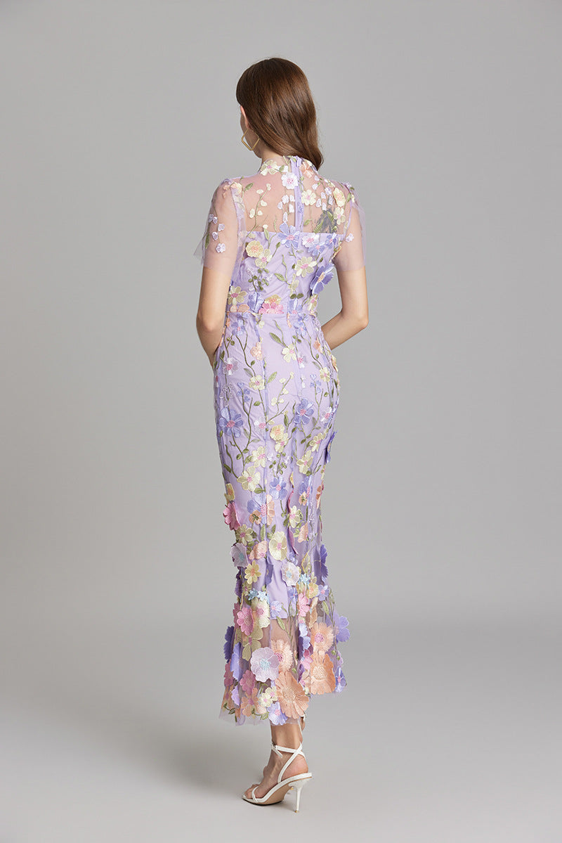Women’s Floral Dress with Embroidered Detail | Midi