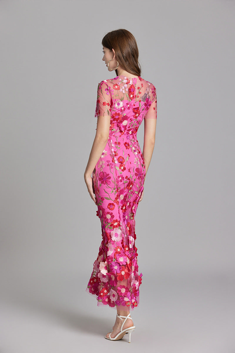 Women’s Floral Dress with Embroidered Detail | Midi