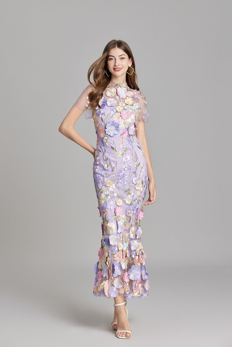 Women’s Floral Dress with Embroidered Detail | Midi