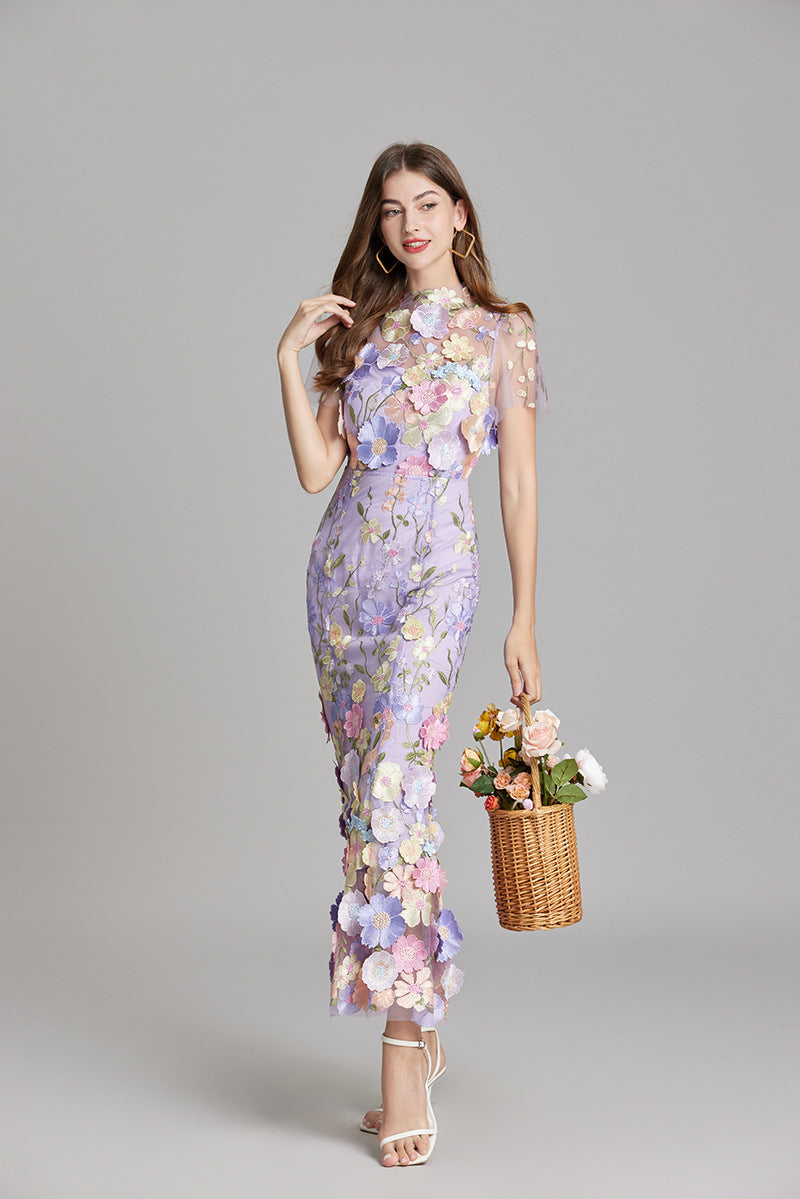 Women’s Floral Dress with Embroidered Detail | Midi