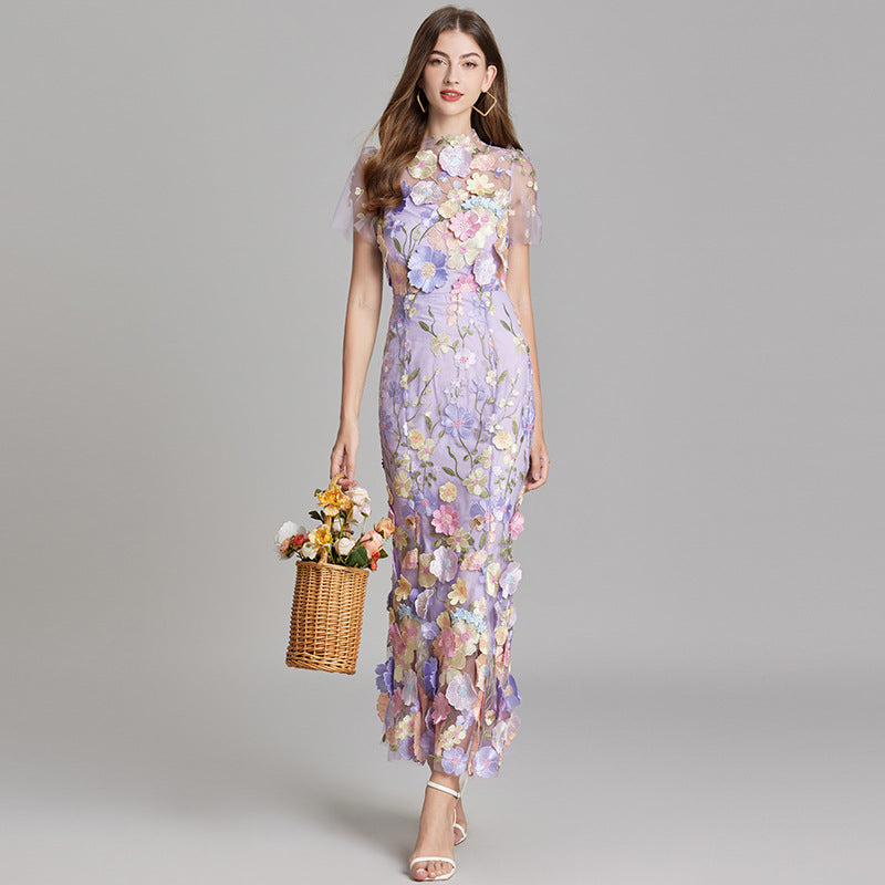Women’s Floral Dress with Embroidered Detail | Midi