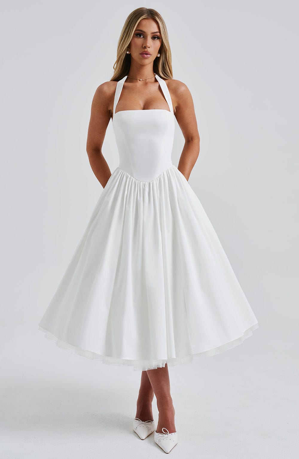 Women’s Wedding Guest Dress with Halter Neck | Midi