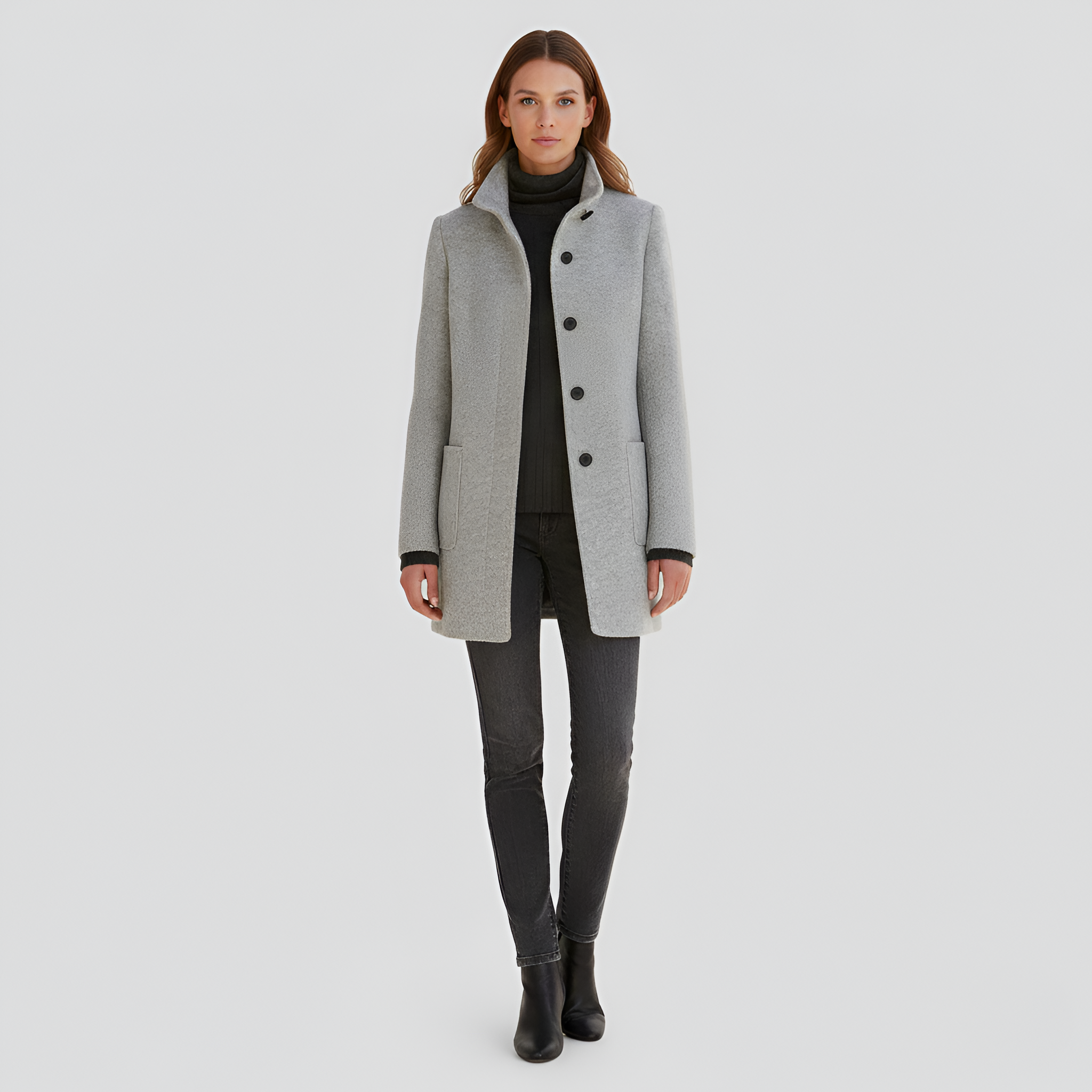 Women’s Casual Coat | Button-Up Pockets