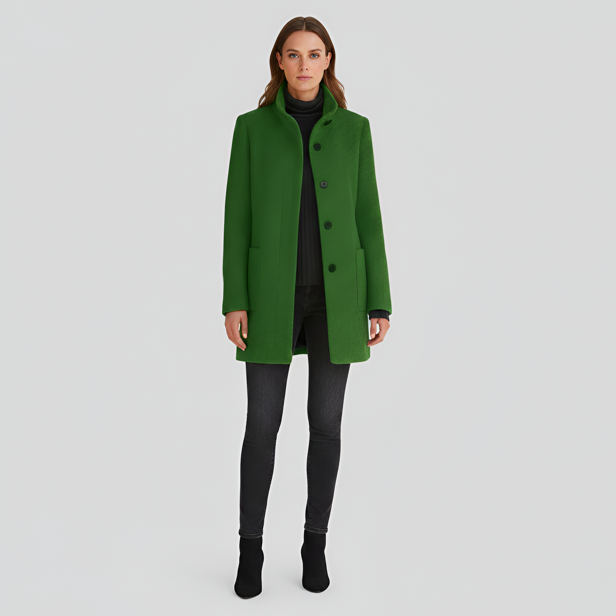 Women’s Casual Coat | Button-Up Pockets