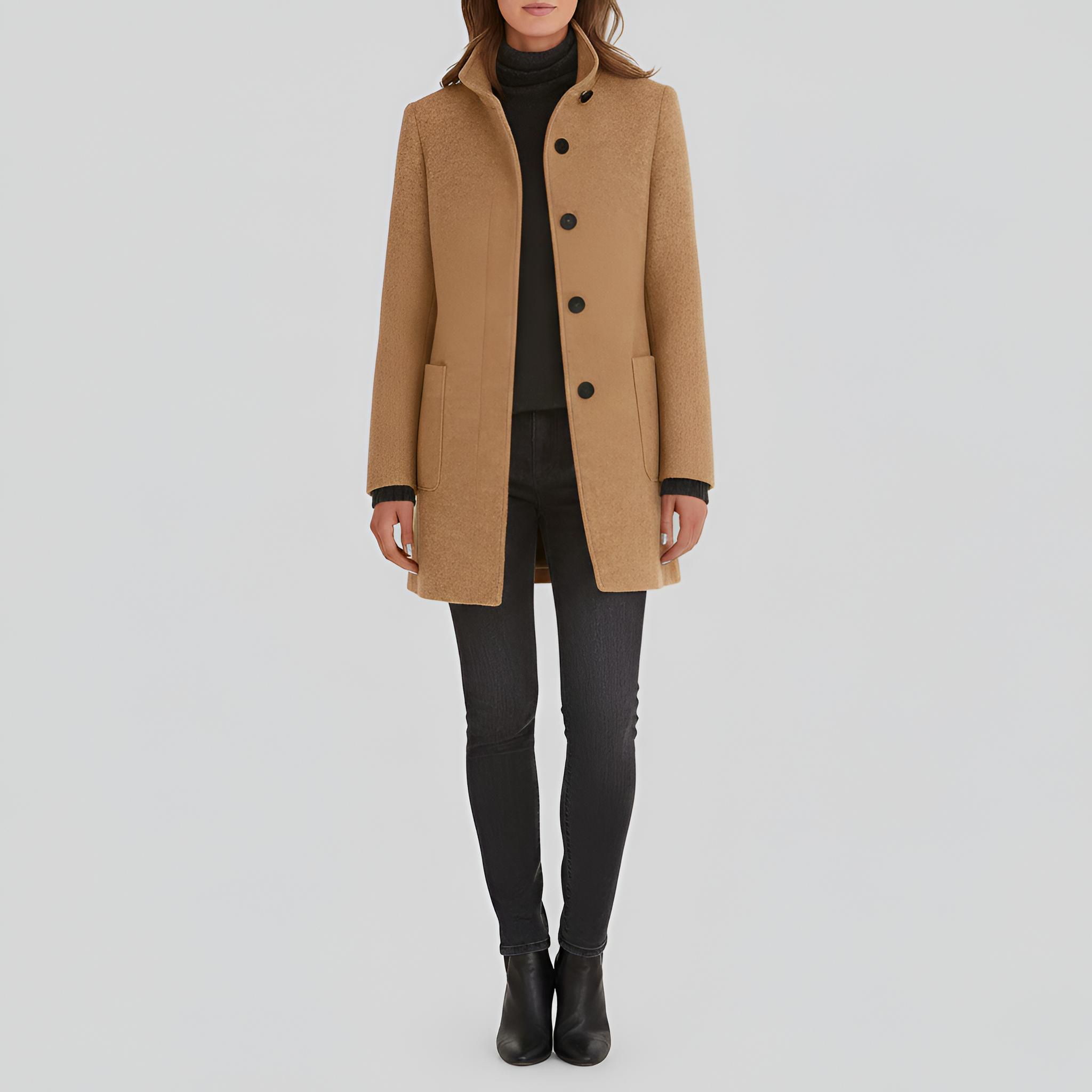Women’s Casual Coat | Button-Up Pockets