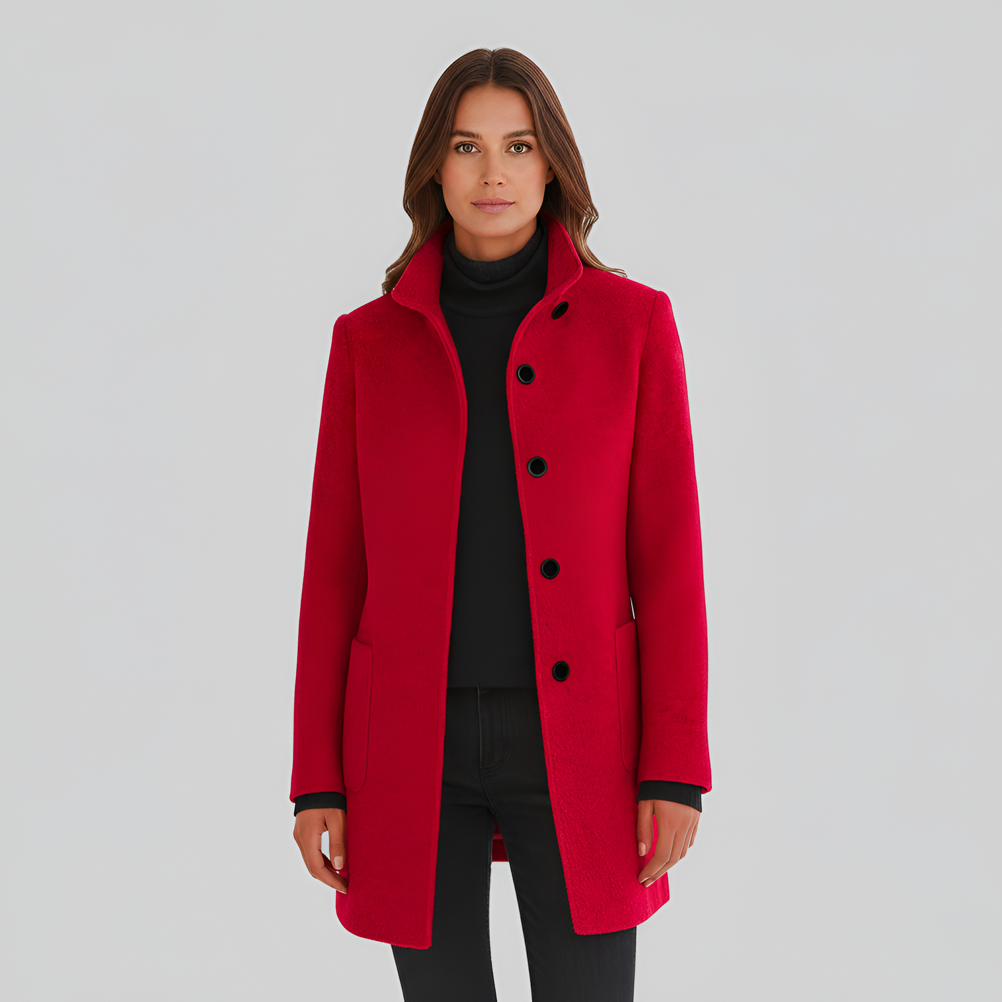 Women’s Casual Coat | Button-Up Pockets