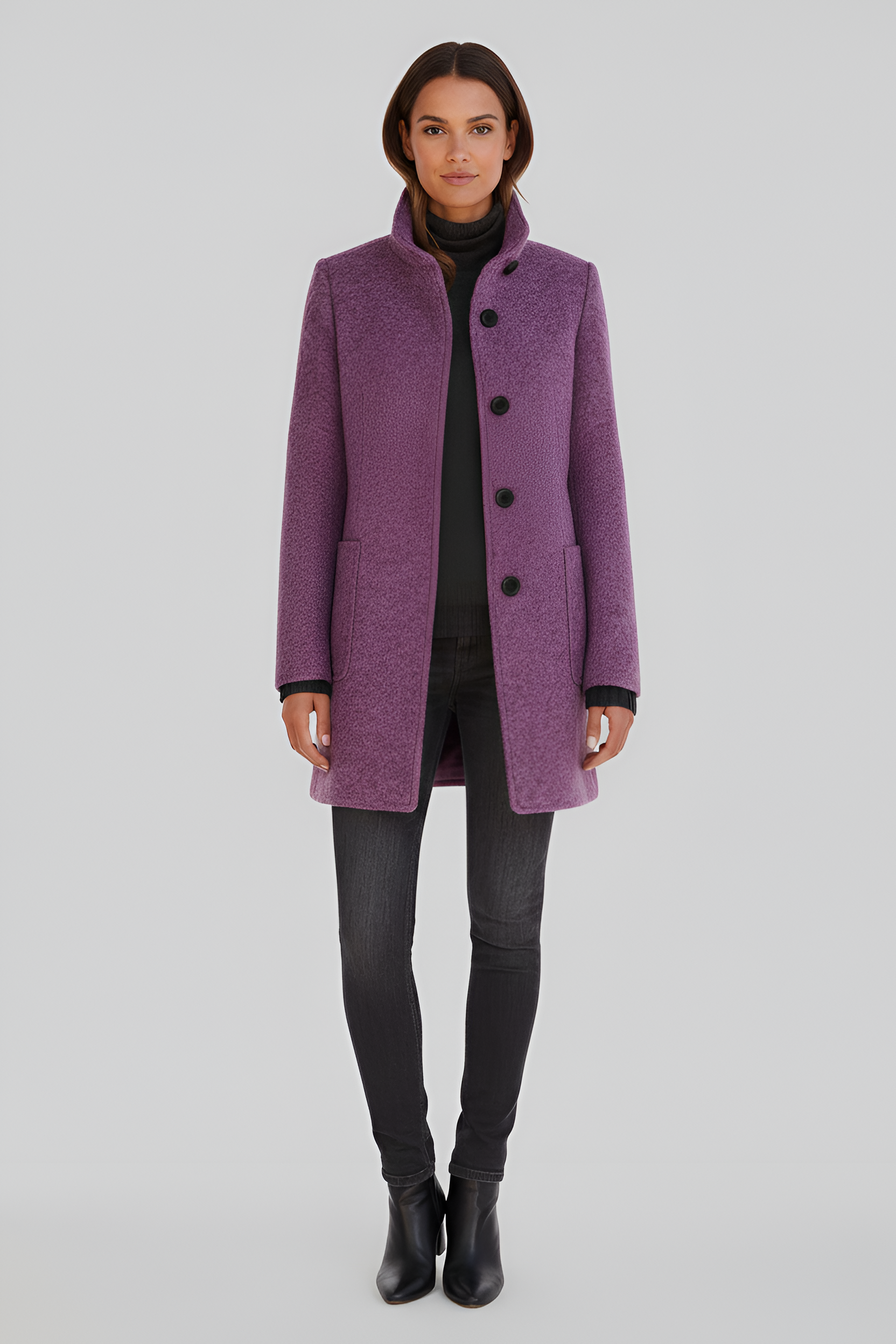 Women’s Casual Coat | Button-Up Pockets