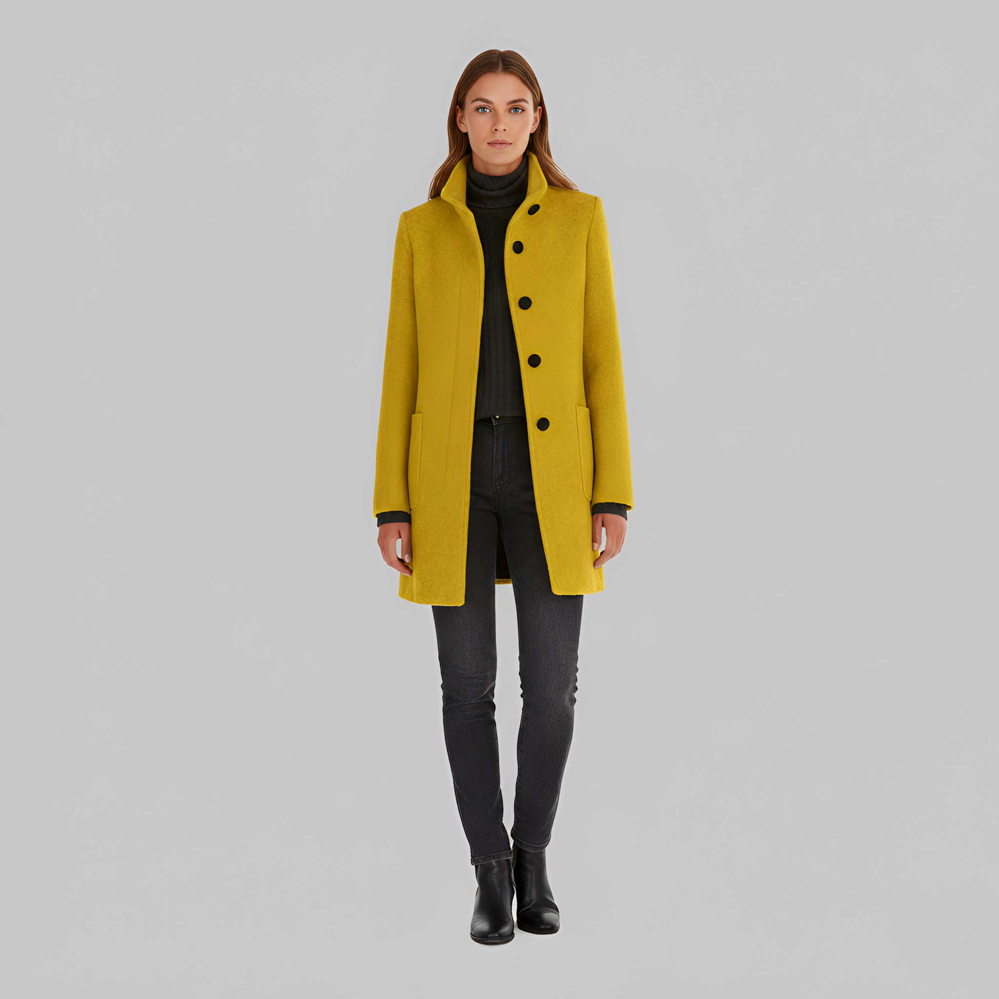 Women’s Casual Coat | Button-Up Pockets