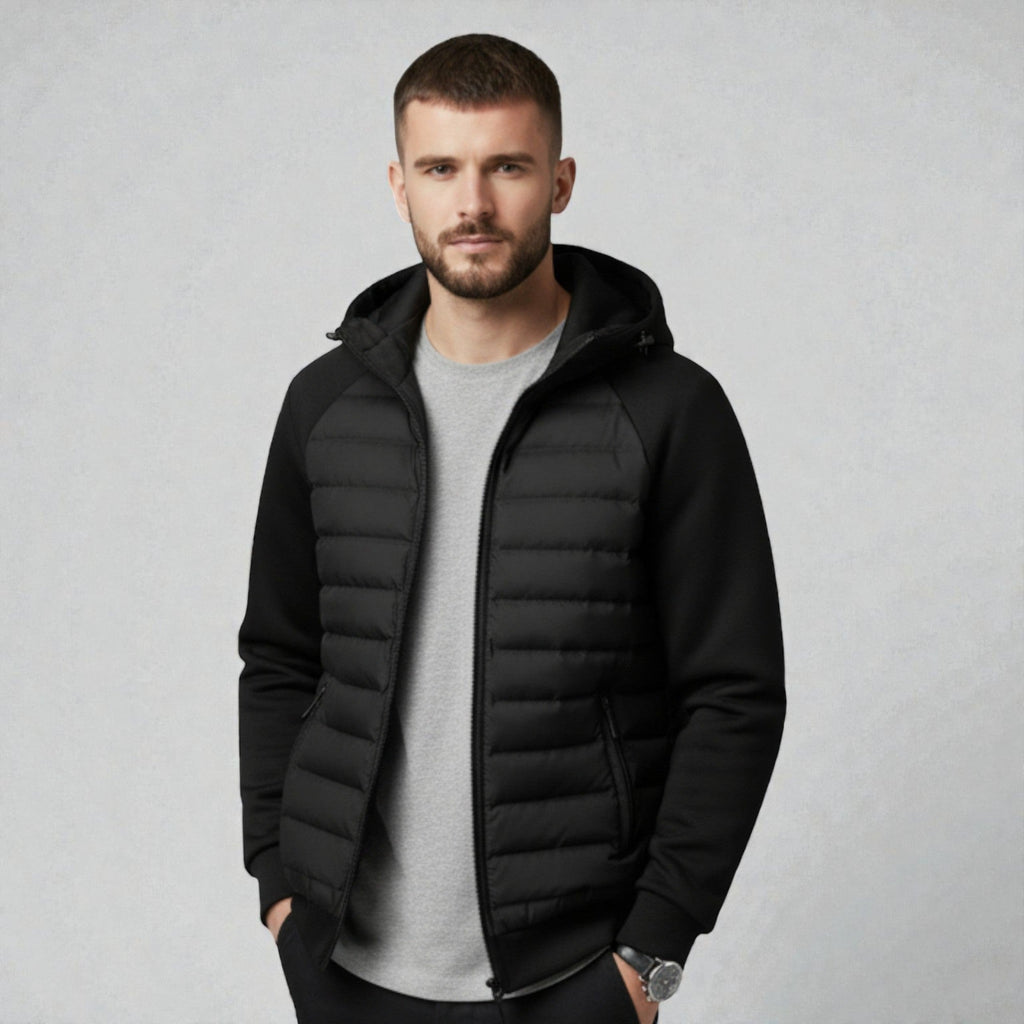 Men’s Hooded Quilted Jacket | Zip-Up and Side Pockets