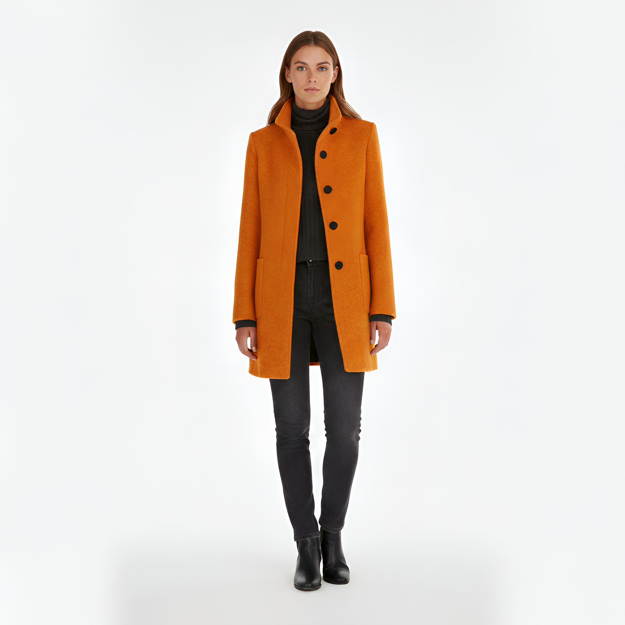 Women’s Casual Coat | Button-Up Pockets