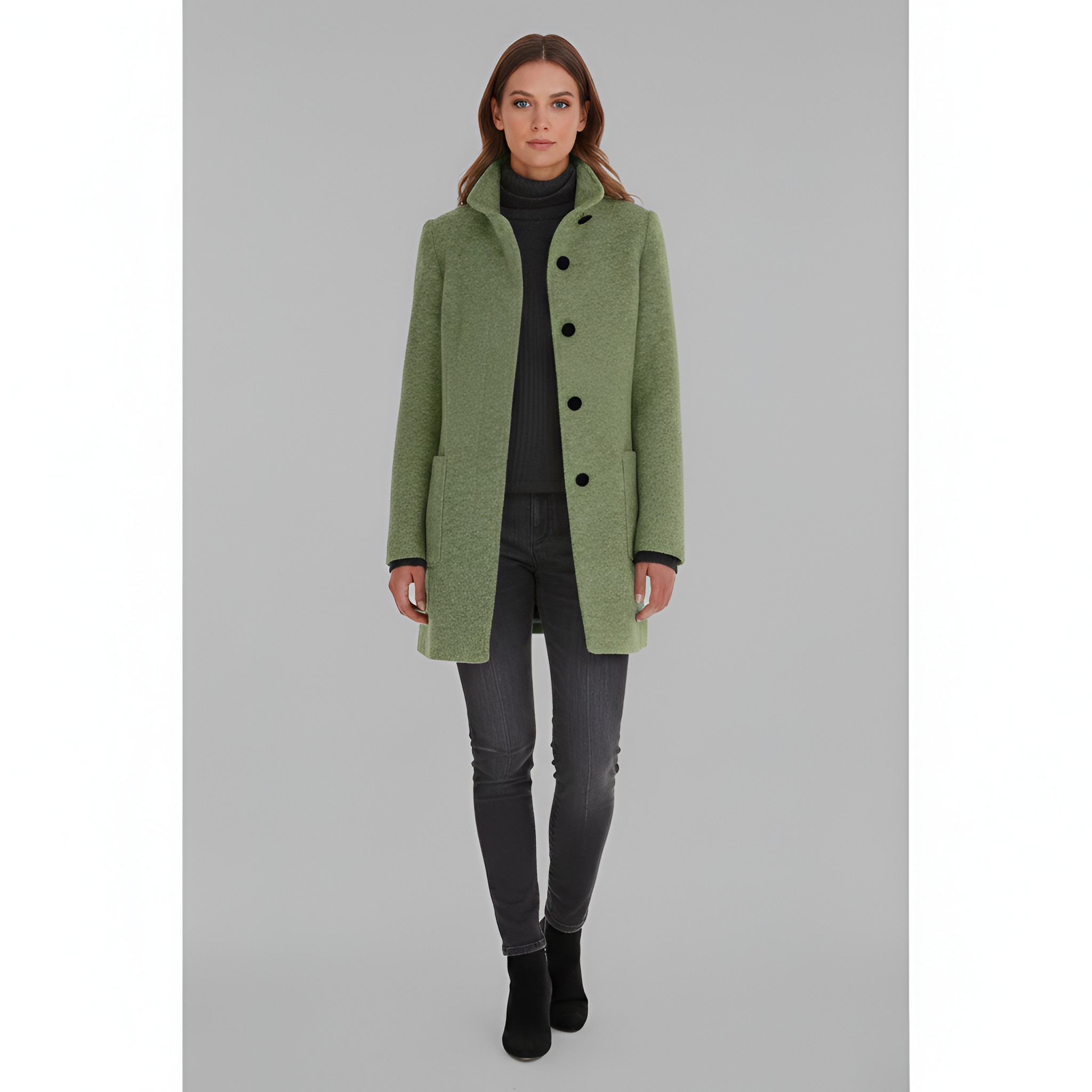 Women’s Casual Coat | Button-Up Pockets