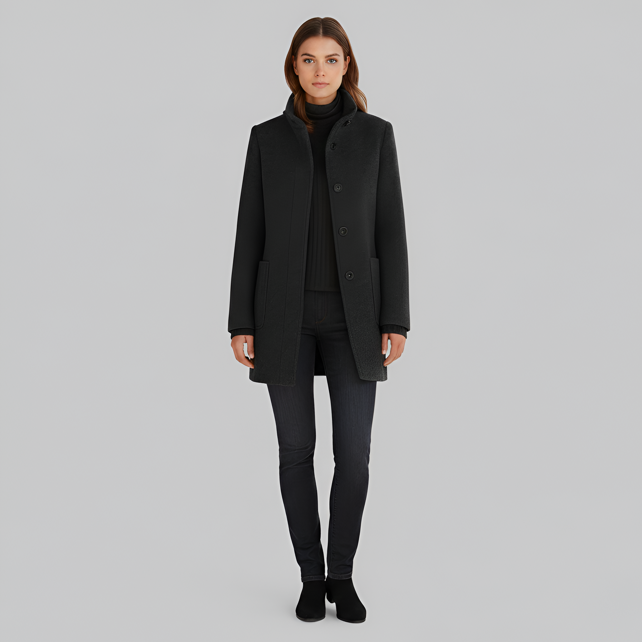 Women’s Casual Coat | Button-Up Pockets