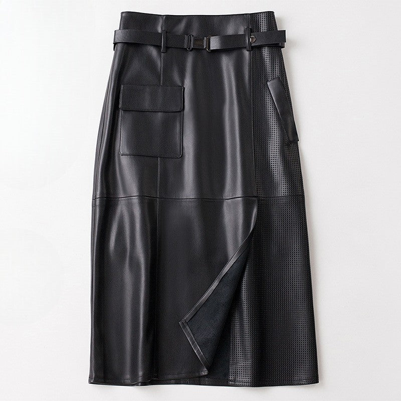 Women’s High Waist Midi Skirt | Elegant Leather Style Midi Skirt for Women