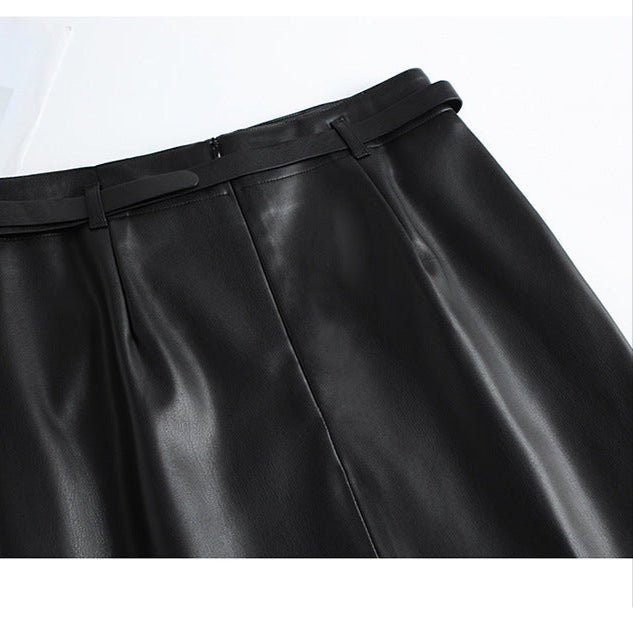 Women’s High Waist Pencil Midi Skirt | Elegant Leather Style Skirt for Women