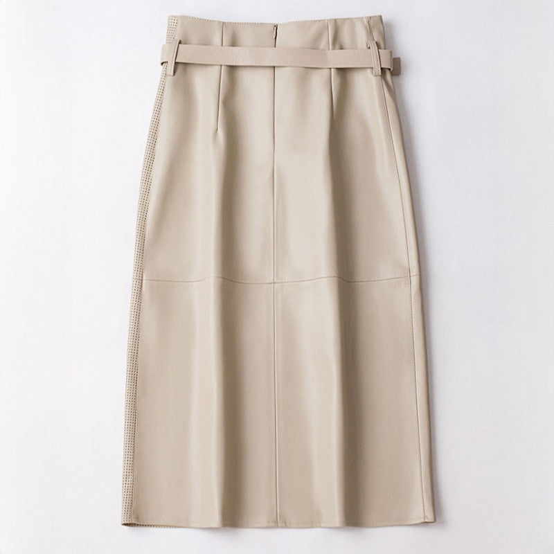 Women’s High Waist Midi Skirt | Elegant Leather Style Midi Skirt for Women