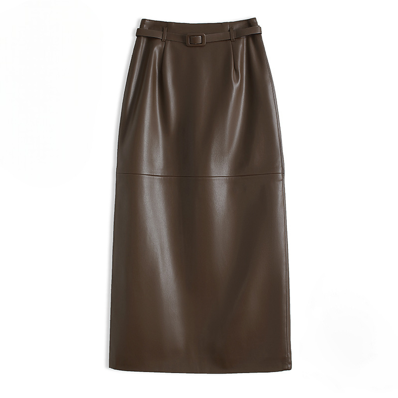 Women’s High Waist Pencil Midi Skirt | Elegant Leather Style Skirt for Women