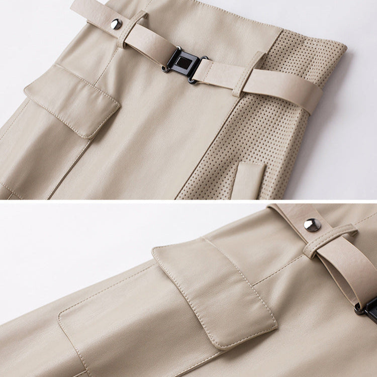 Women’s High Waist Midi Skirt | Elegant Leather Style Midi Skirt for Women