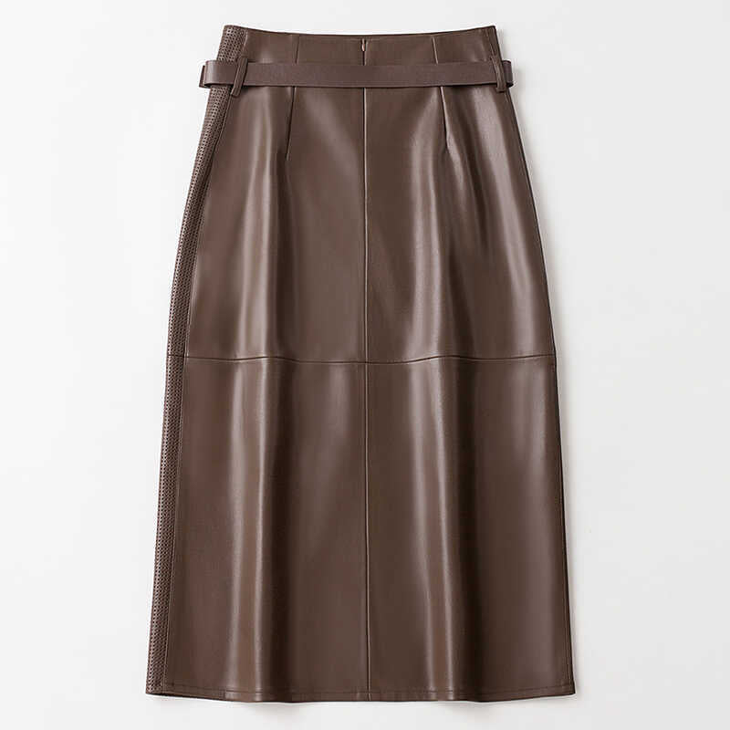 Women’s High Waist Midi Skirt | Elegant Leather Style Midi Skirt for Women