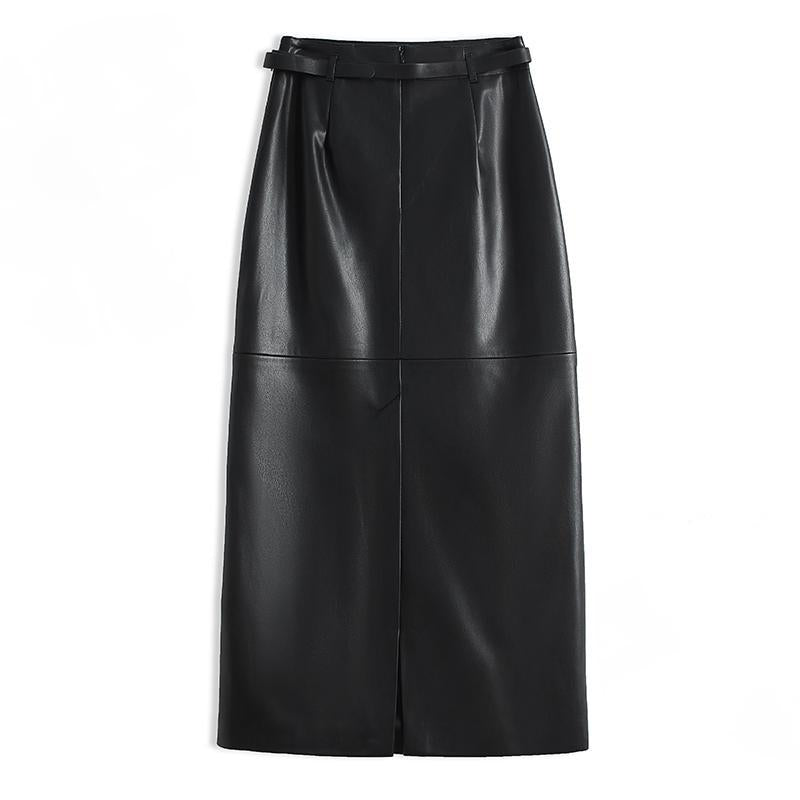 Women’s High Waist Pencil Midi Skirt | Elegant Leather Style Skirt for Women