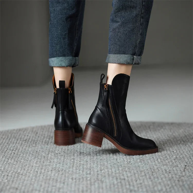 Women's Ankle Boots | Kitten Heel and Zip