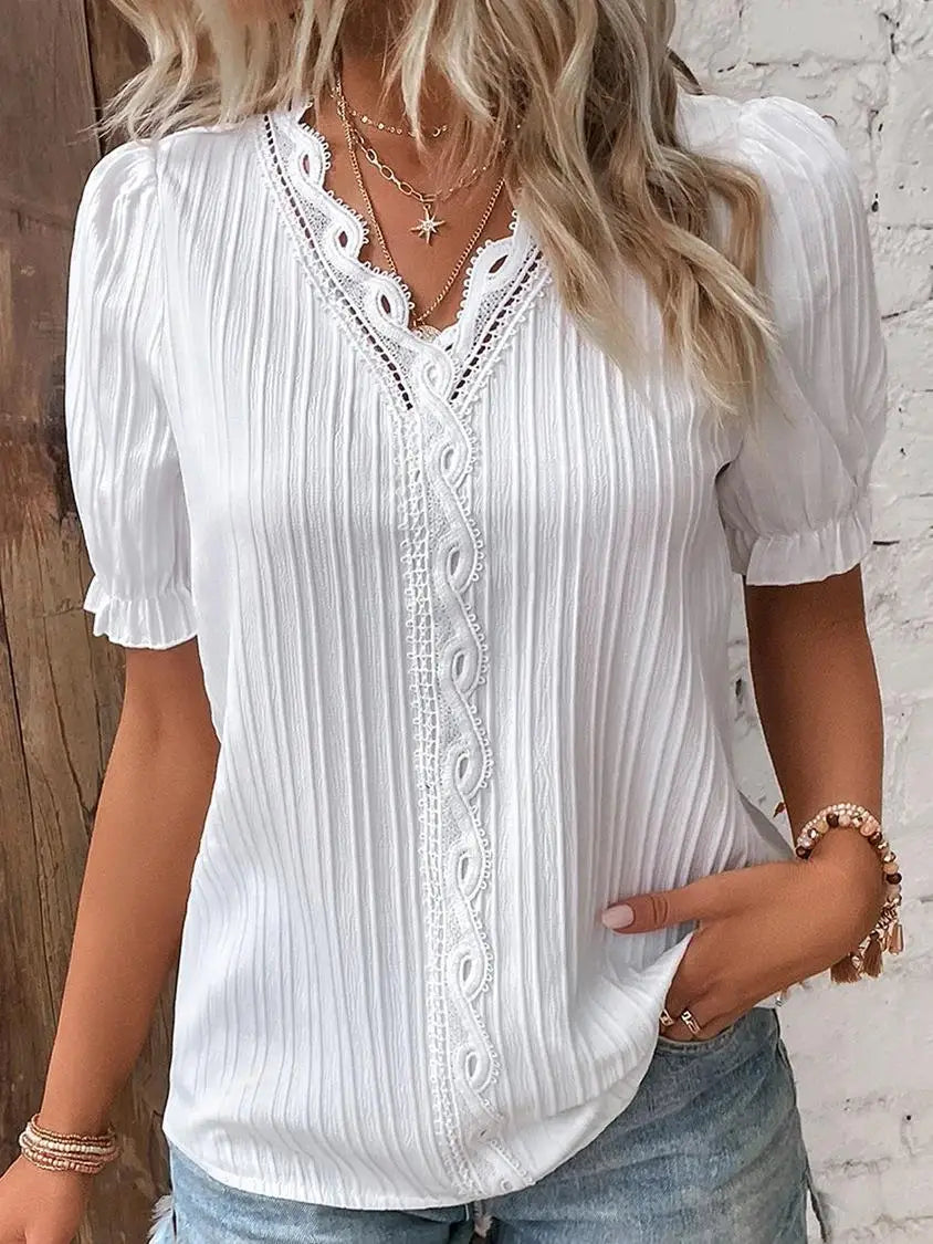 Women’s Short Sleeve Blouse | V-Neck