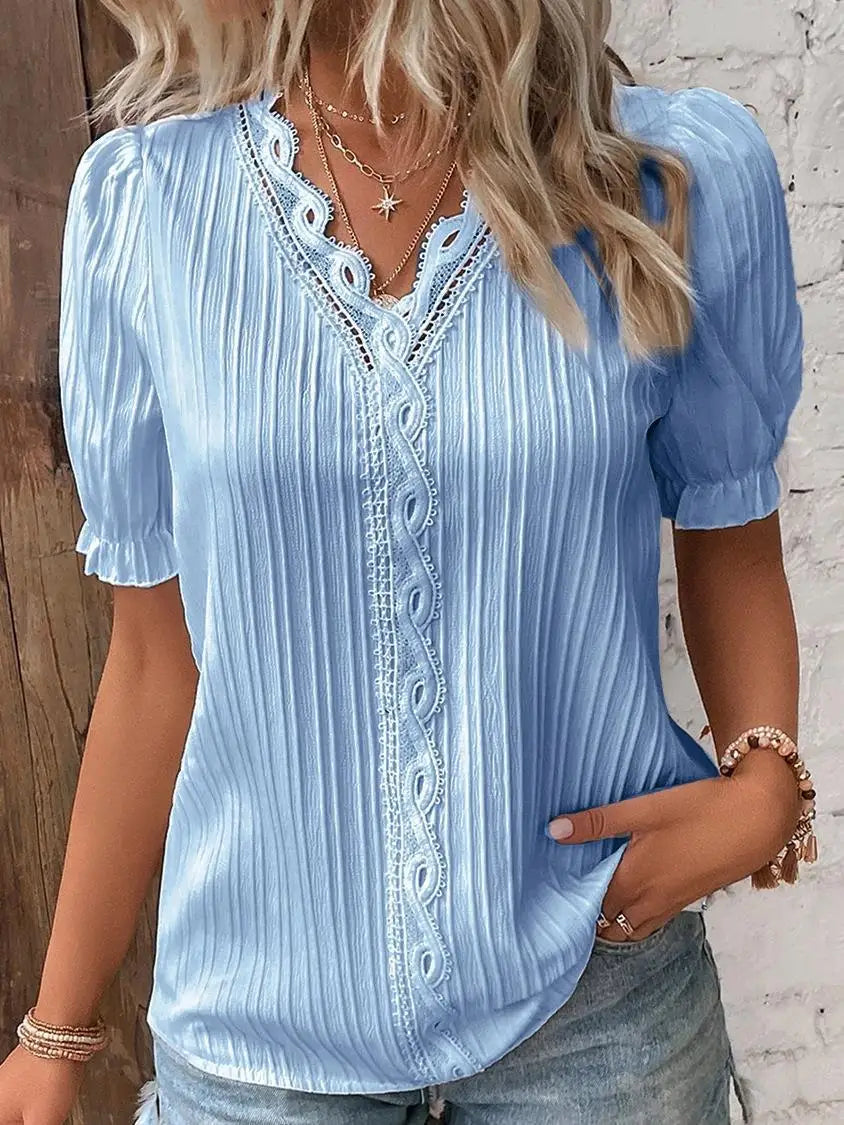 Women’s Short Sleeve Blouse | V-Neck