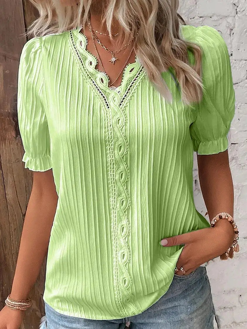 Women’s Short Sleeve Blouse | V-Neck
