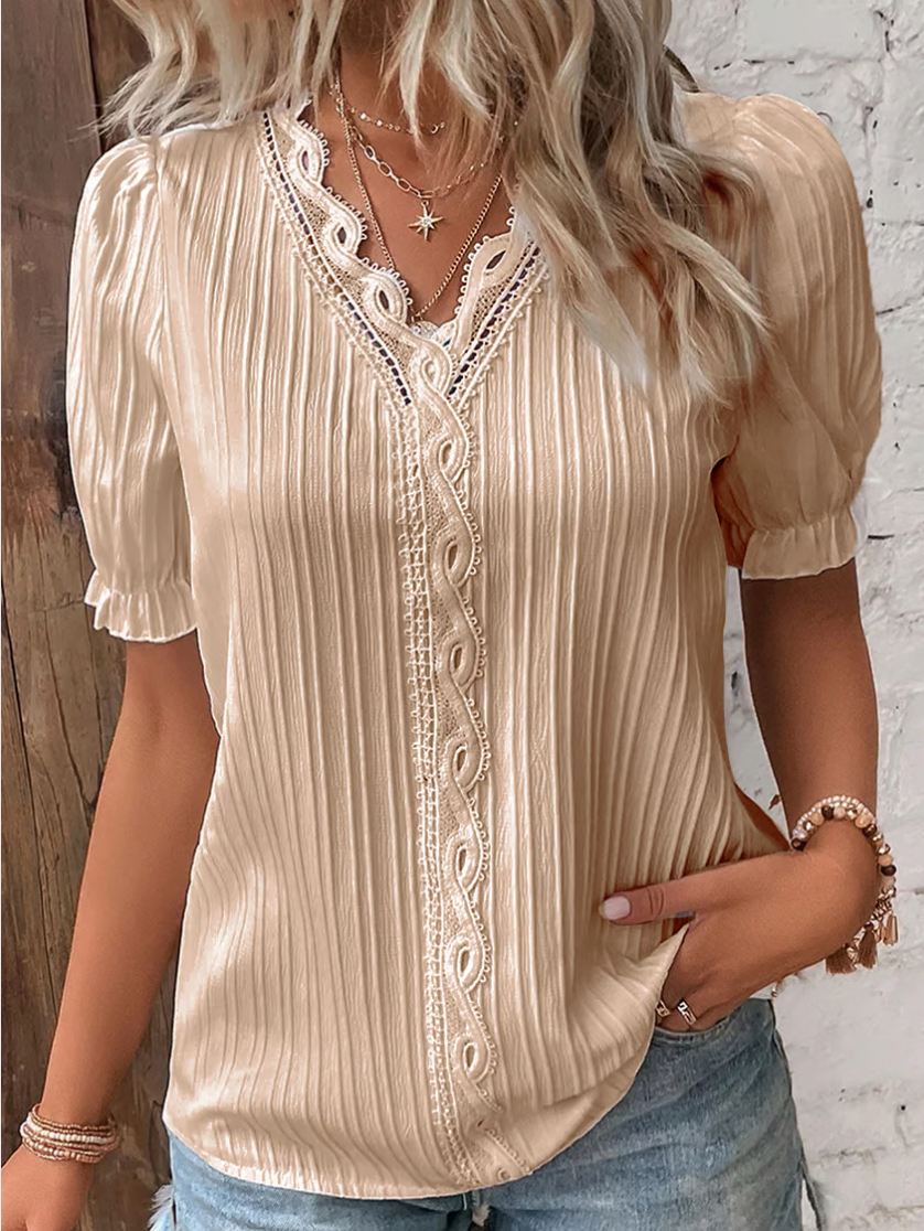 Women’s Short Sleeve Blouse | V-Neck