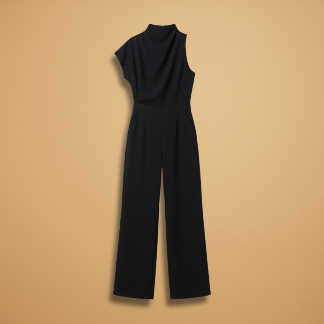 Women's Wide Leg Jumpsuit | One Shoulder and High Neck