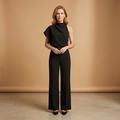Women's Wide Leg Jumpsuit | One Shoulder and High Neck