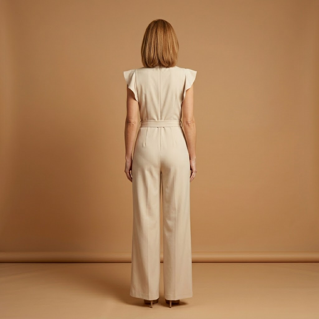 Women's Casual Jumpsuit | Ruffle Sleeve and Belted