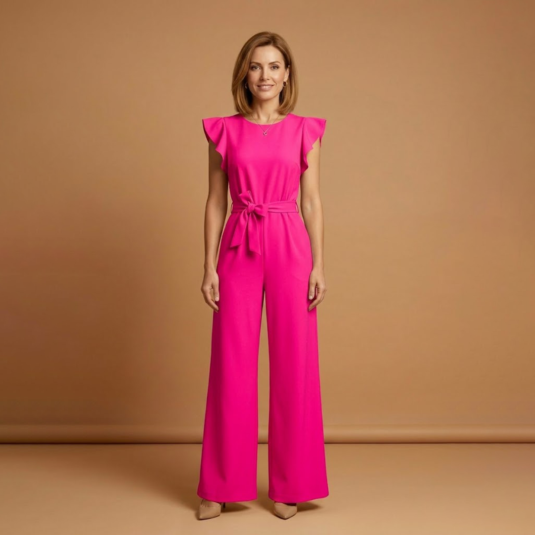 Women's Casual Jumpsuit | Ruffle Sleeve and Belted