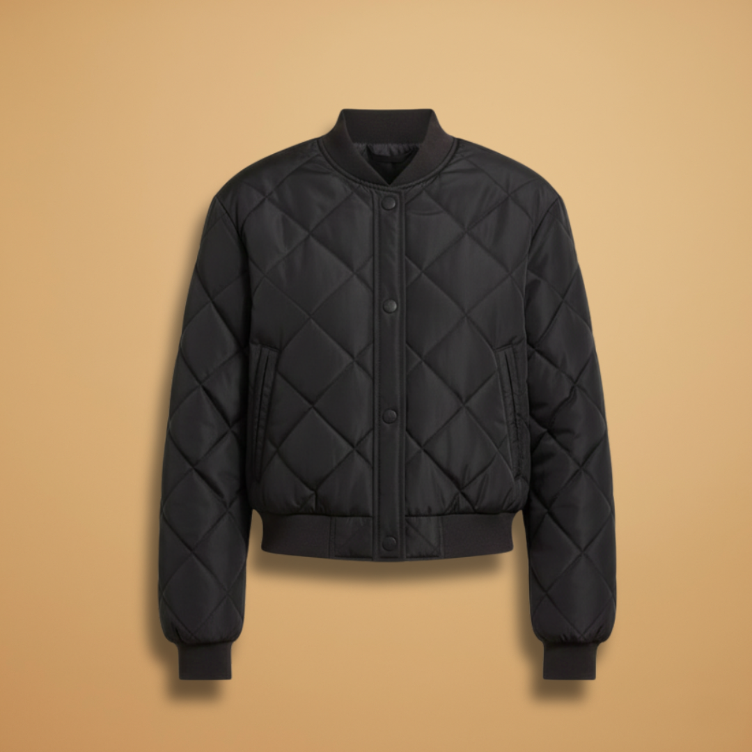 Women's Quilted Bomber Jacket | Zip-Up and Pockets