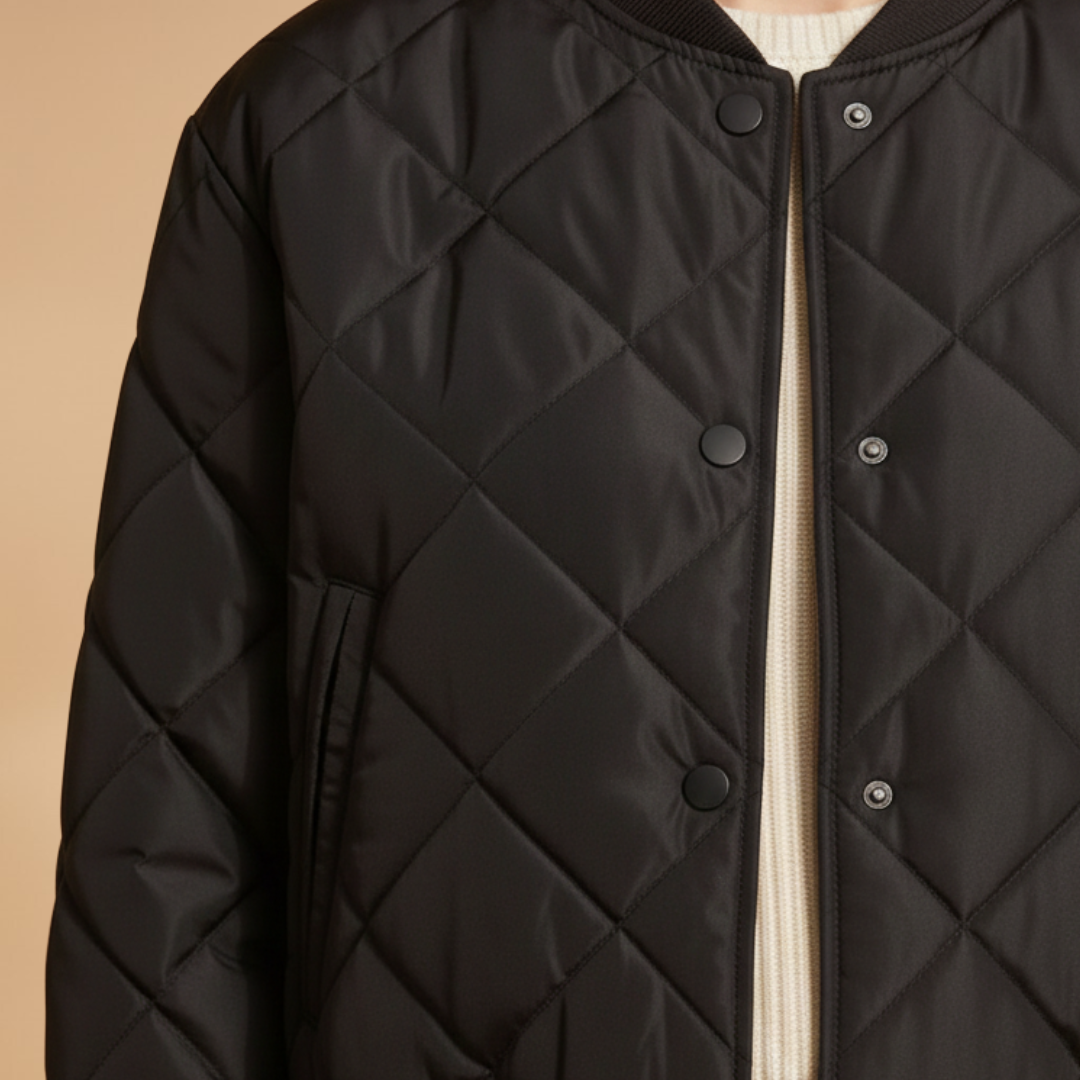 Women's Quilted Bomber Jacket | Zip-Up and Pockets