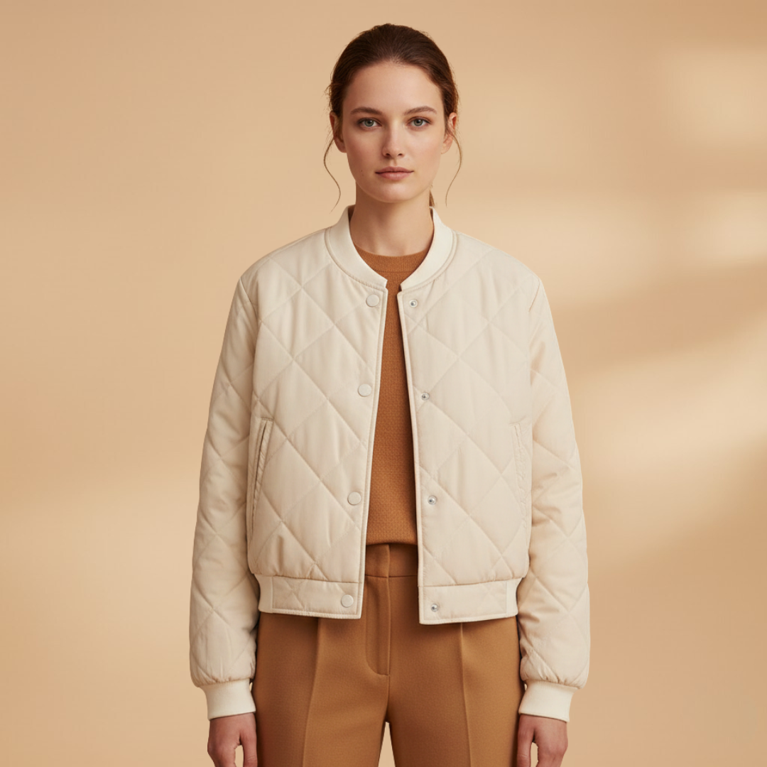 Women's Quilted Bomber Jacket | Zip-Up and Pockets