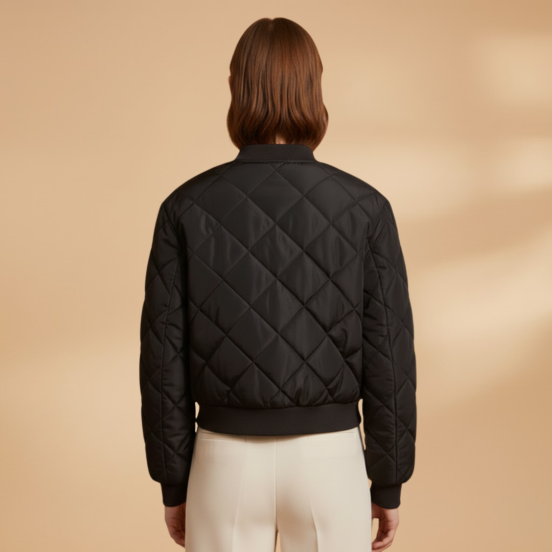 Women's Quilted Bomber Jacket | Zip-Up and Pockets