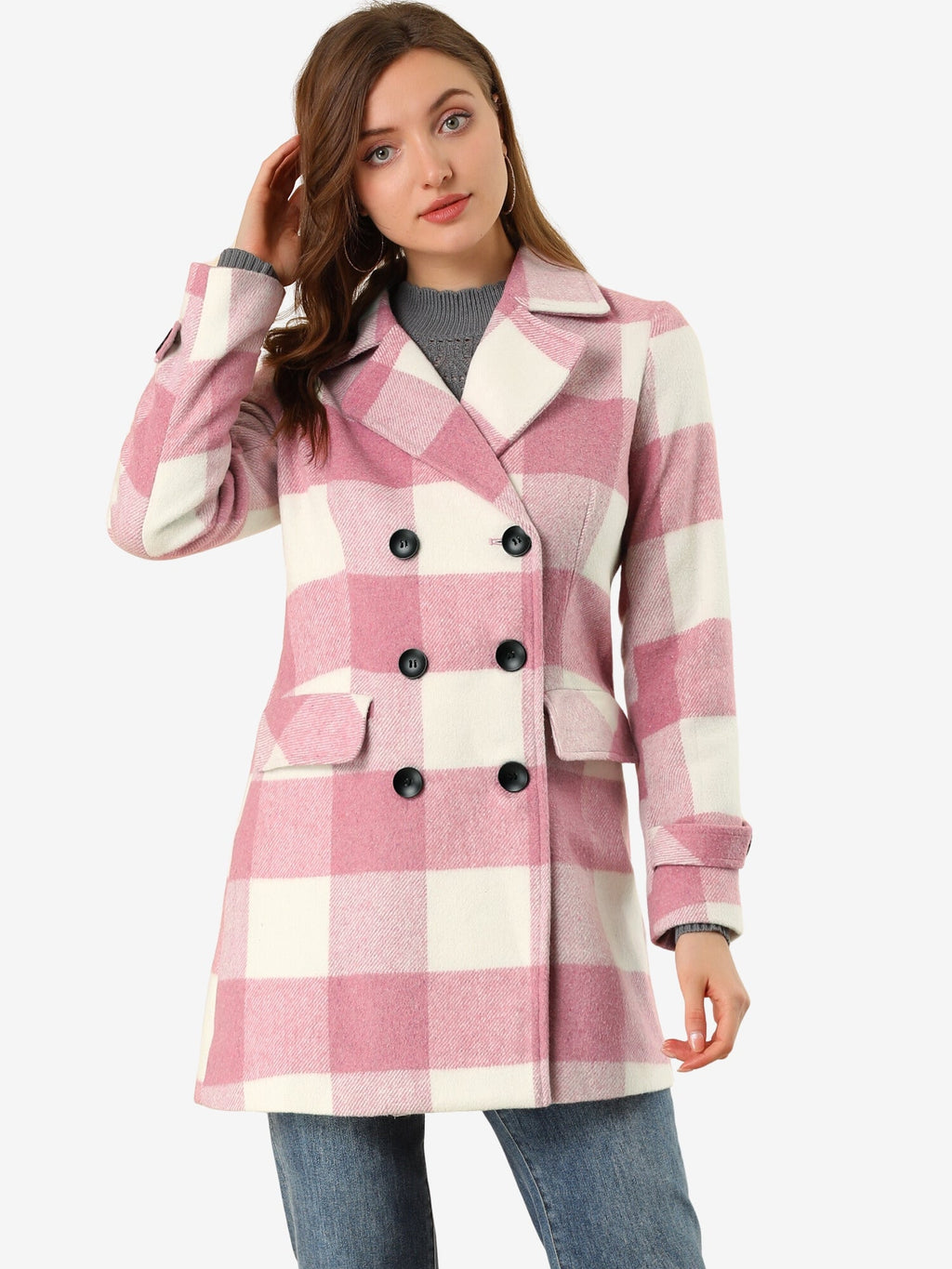 Women’s Long Coat | Double-Breasted Pockets