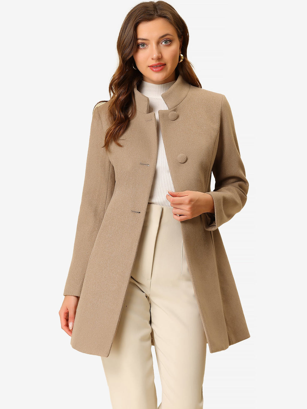 Women’s Long Coat | Buttoned Pockets