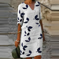 Women’s Printed Shift Dress | V-Neck Midi