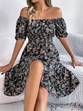 Women’s Floral Dress with Off Shoulder | Midi