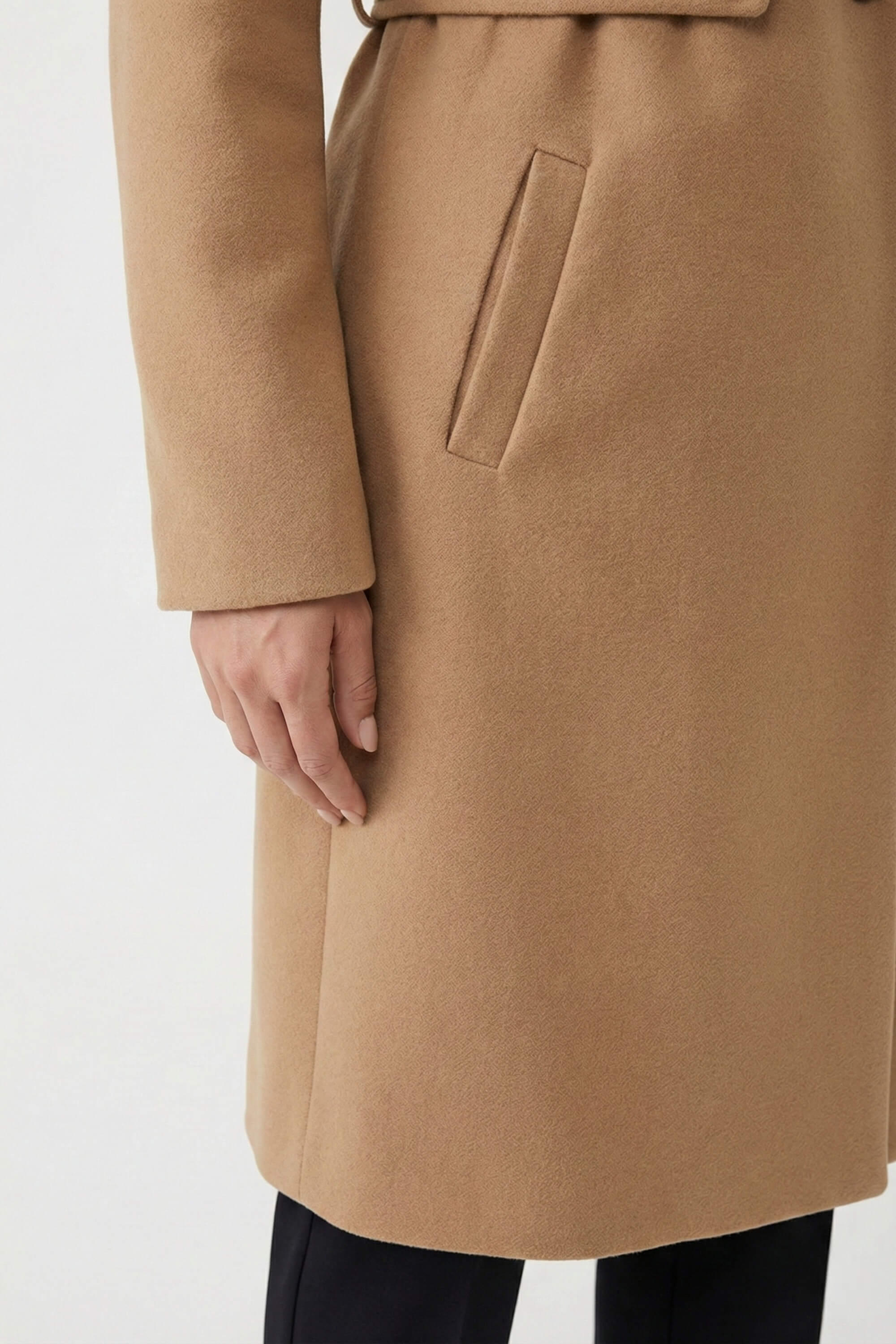 Women’s Long Coat | Double-Breasted Belted