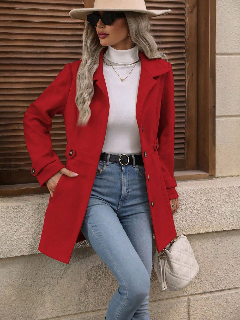 Women’s Casual Coat | Buttoned Pockets