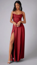 Women’s Formal Dress with Cowl Neck and Side Slit | Maxi