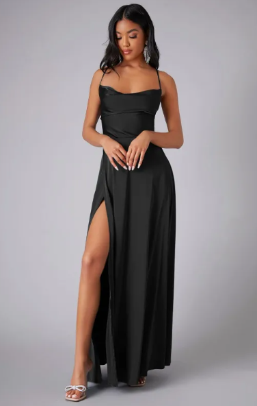 Women’s Formal Dress with Cowl Neck and Side Slit | Maxi