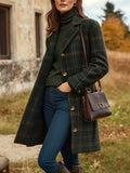 Women's Long Coat | Buttoned and Checked